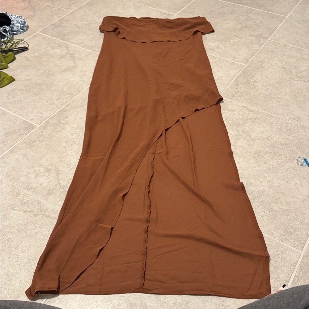 Forever 21 Brown Maxi Strapless Dress